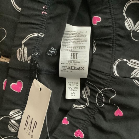 Gap Kids Girls Black Leggings Headphones Hearts Print XXL 14-16 Cotton Blend NWT - Picture 6 of 8